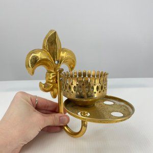 Vintage Fleur-De-Lis Gold Tone Wall Sconce